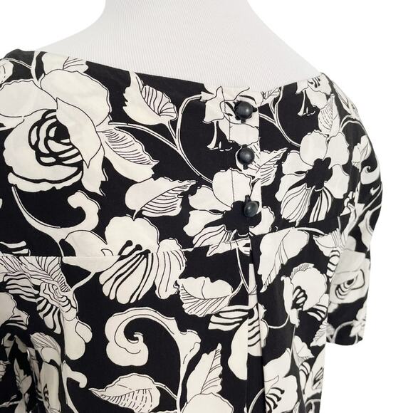 ANTHROPOLOGIE MAEVE Zola Floral Shift Dress w/ Pockets Size 0 Black & White Sz 0 - Picture 8 of 12